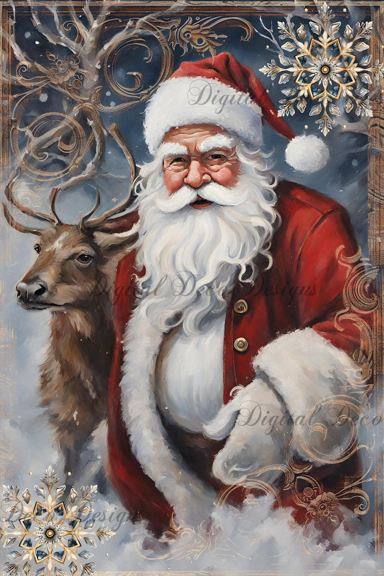 Snowy Santa 5 (#H030)-Decoupage Paper