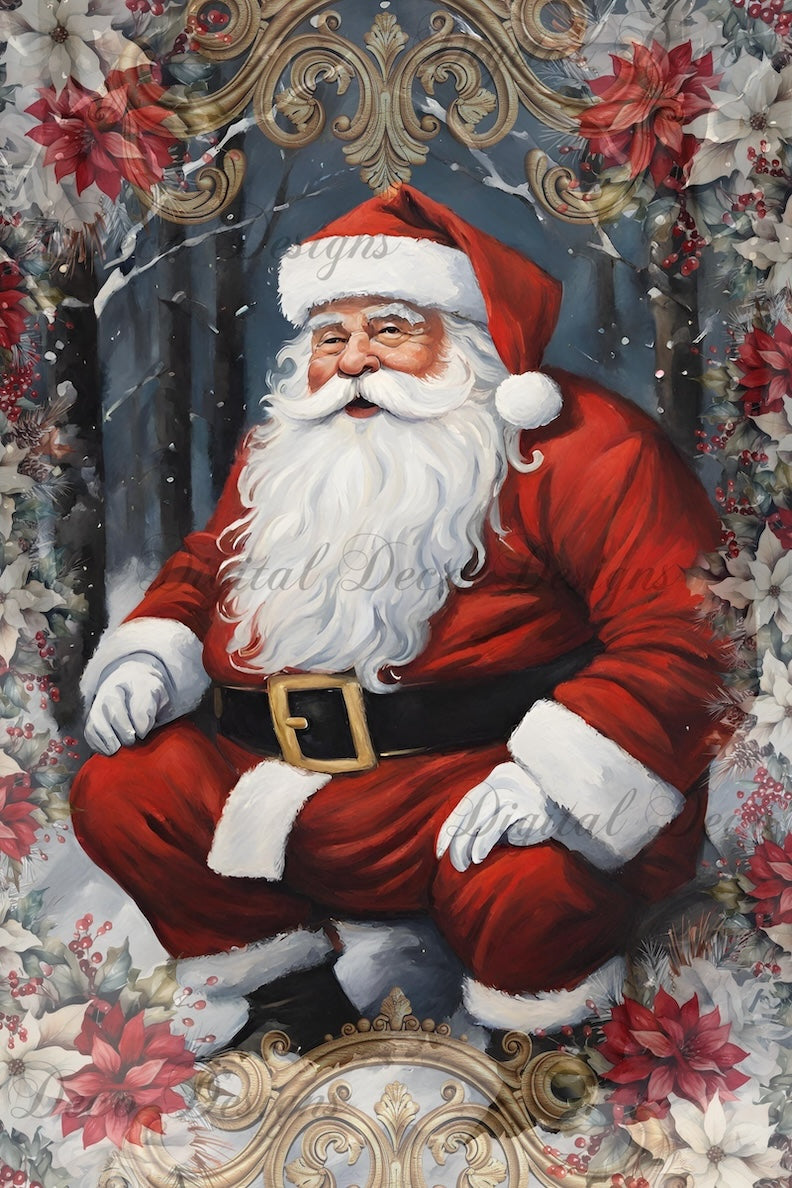 Snowy Santa 7 (#H032)-Decoupage Paper