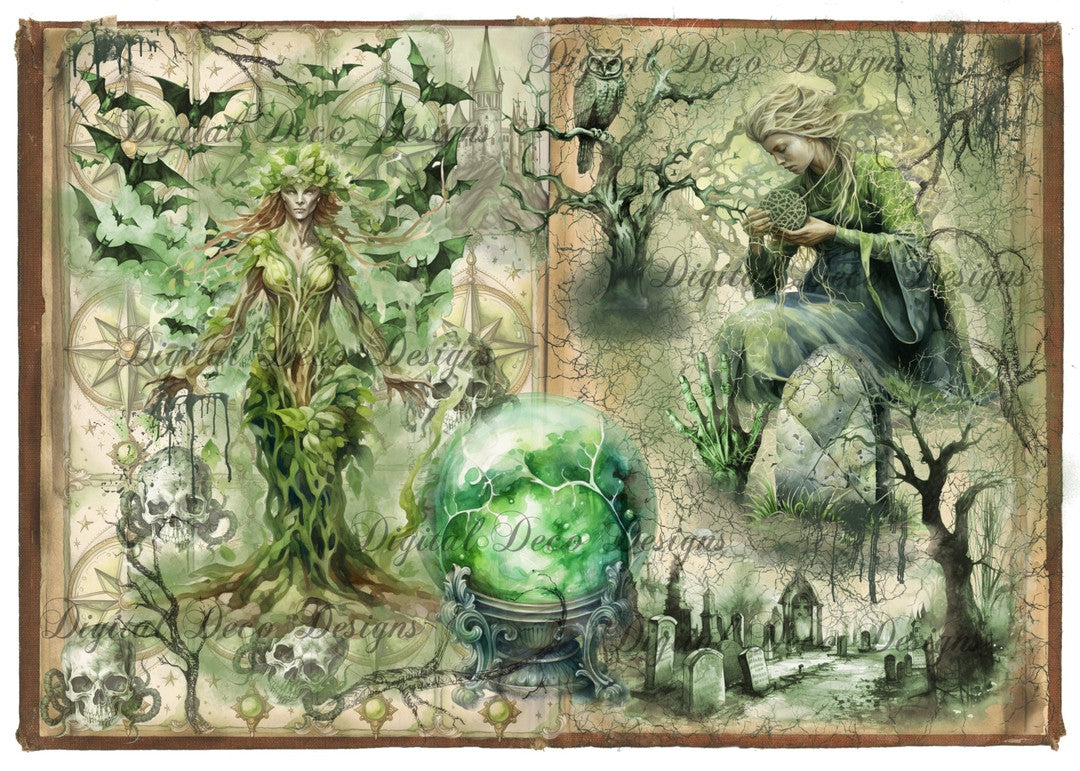 Spell Book 5 (#E017)-Digital Deco Designs