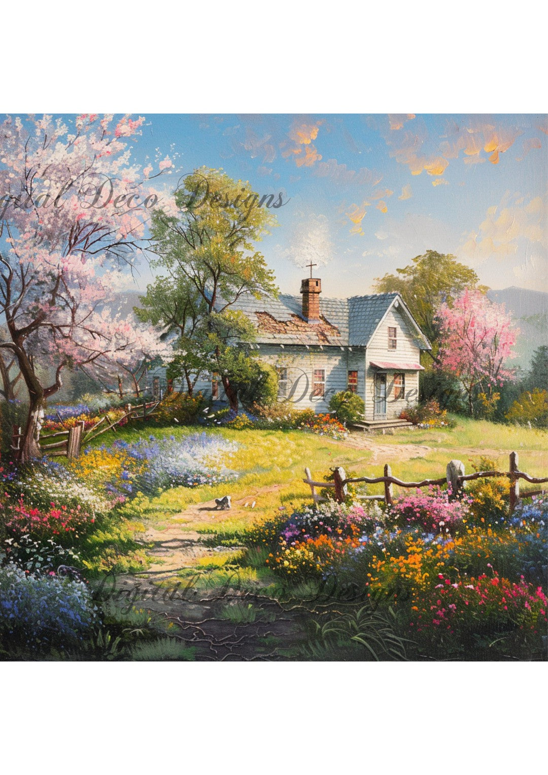 Spring Cottage 1 (Exclusive Members Design) (#G038)-Decoupage Paper