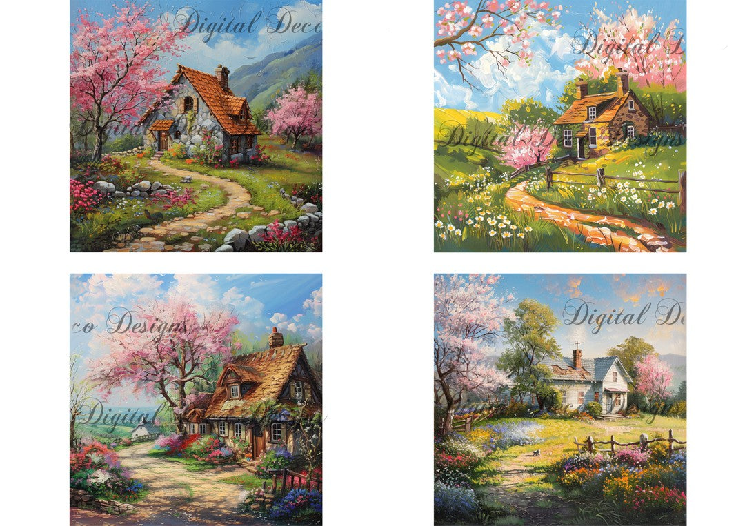 Spring Cottage Collage Sheet (#G023)-Digital Deco Designs
