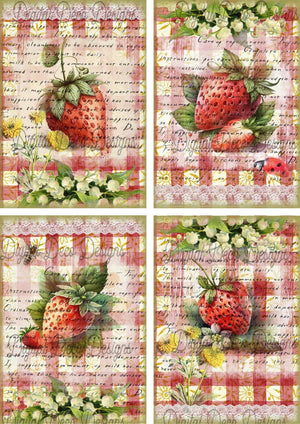 Strawberry Picnic 4 Collage Sheet (#E041)-Digital Deco Designs