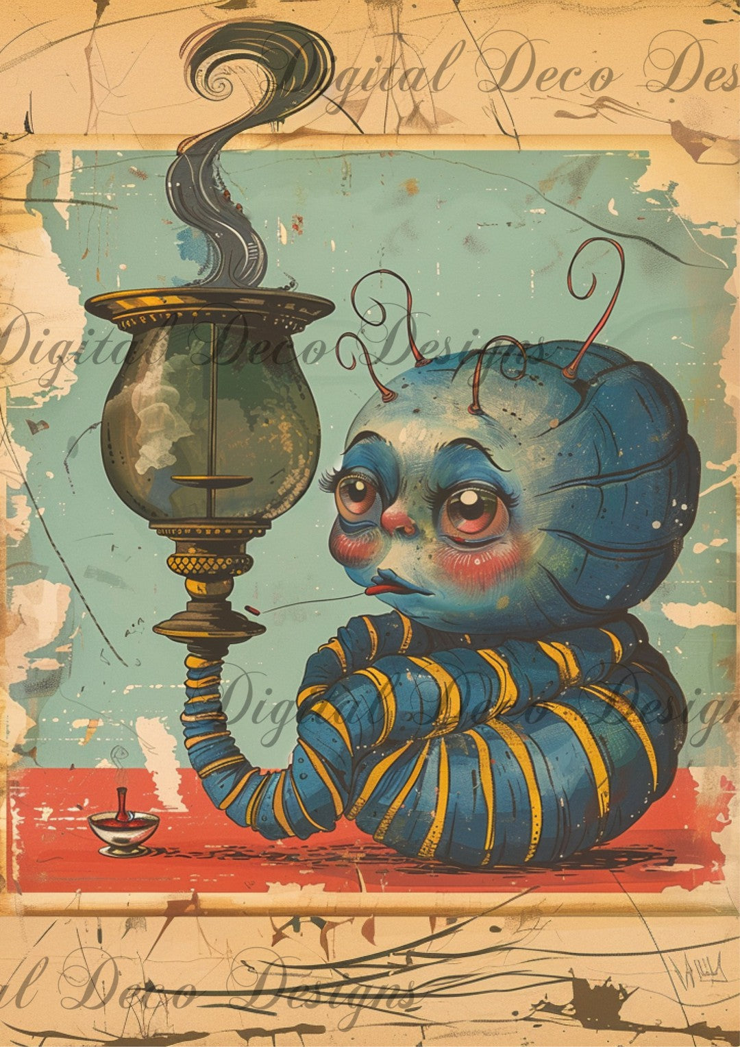 Stumbled: Vintage Caterpillar (Exclusive Members Designs) (#F047) (Exclusive Members Design)-Digital Deco Designs