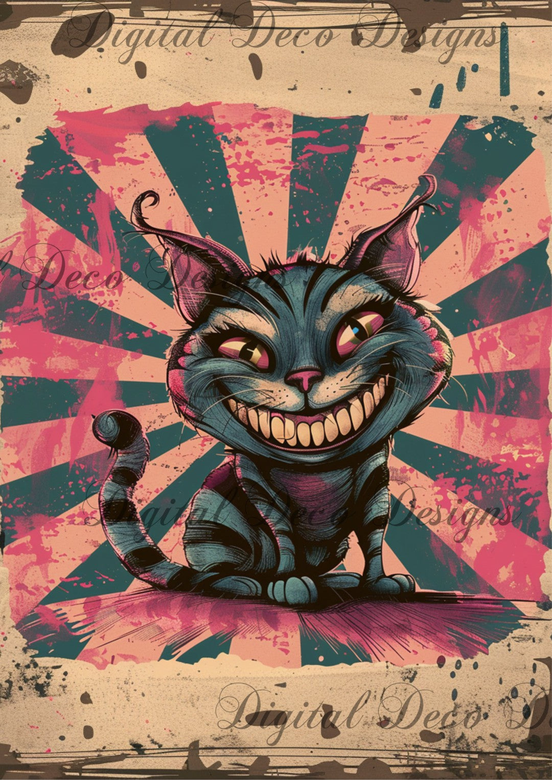 Stumbled: Vintage Cheshire Cat (Exclusive Members Designs) (#F048) (Exclusive Members Design)-Digital Deco Designs
