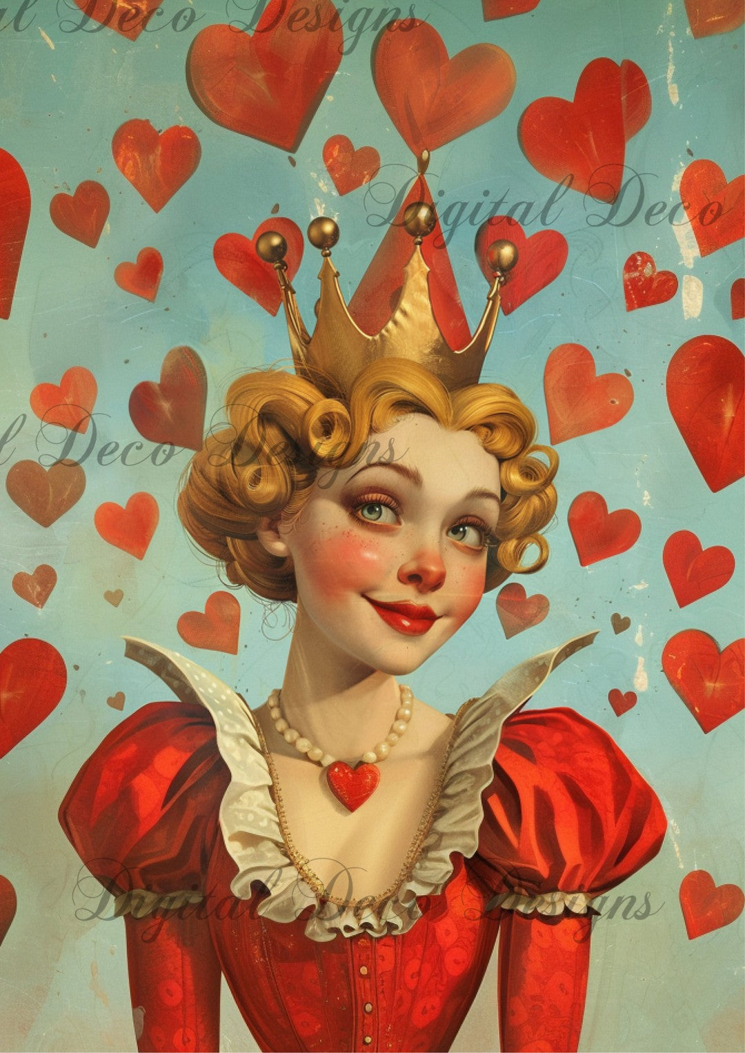 Stumbled: Vintage Queen of Hearts (Exclusive Members Designs) (#F050) (Exclusive Members Design)-Digital Deco Designs