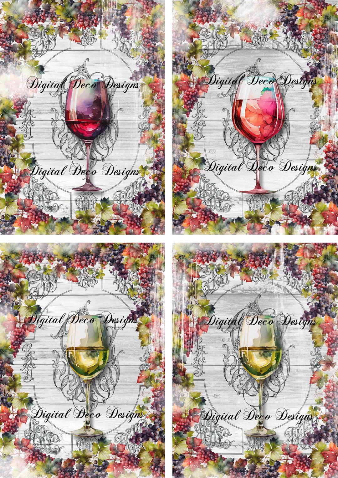 Tasting At The Vineyard Collage Sheet (#E050)-Digital Deco Designs