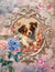 Dreamy Floral Brown and White Lap Dog (Print Only) (#G074)-Decoupage Paper