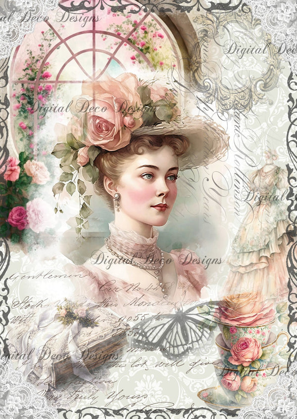 Victorian Lady Pearl (#E072) - Digital Deco Designs