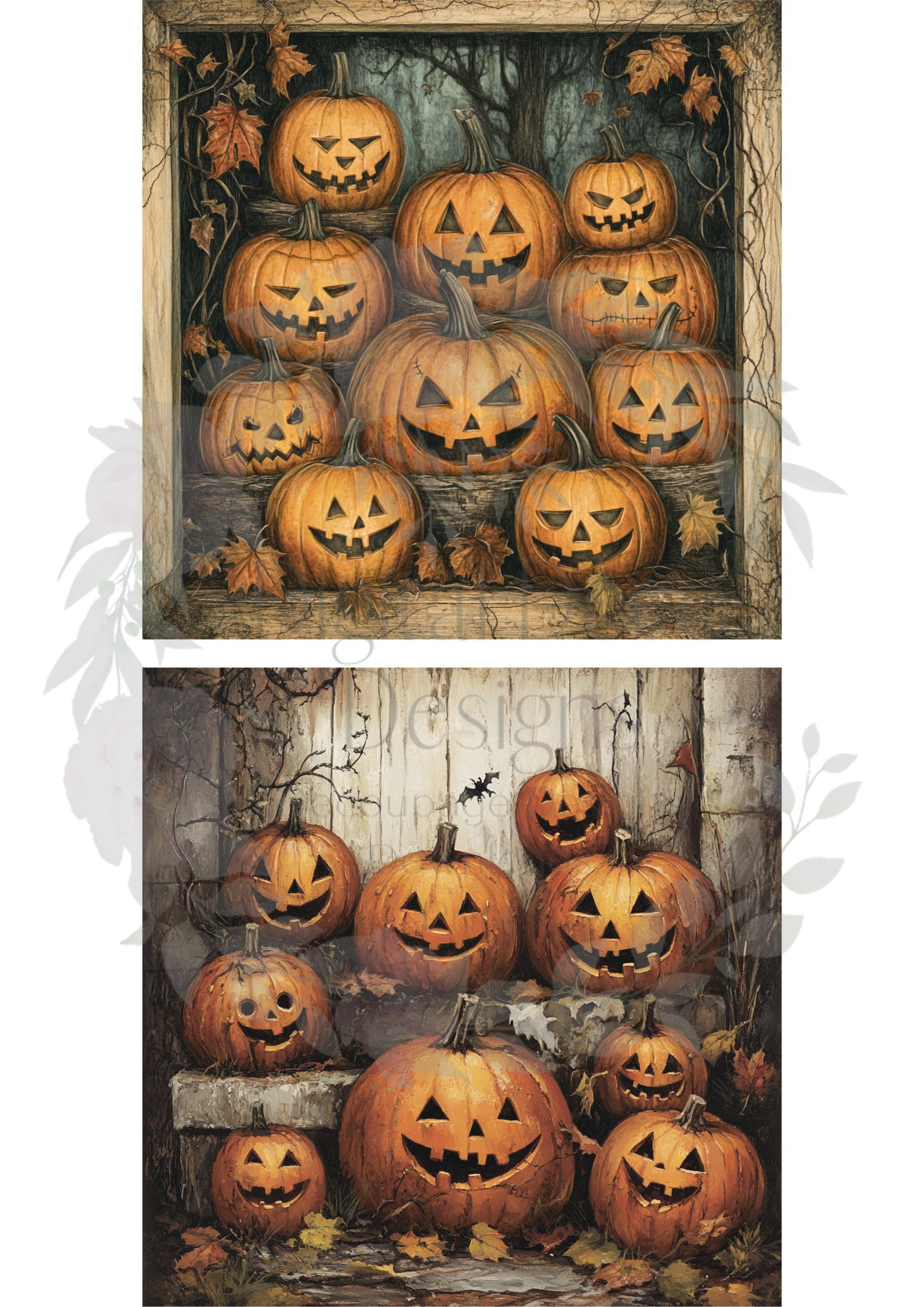 Vintage Jack-o-lantern Patch (#I068)-Decoupage Paper