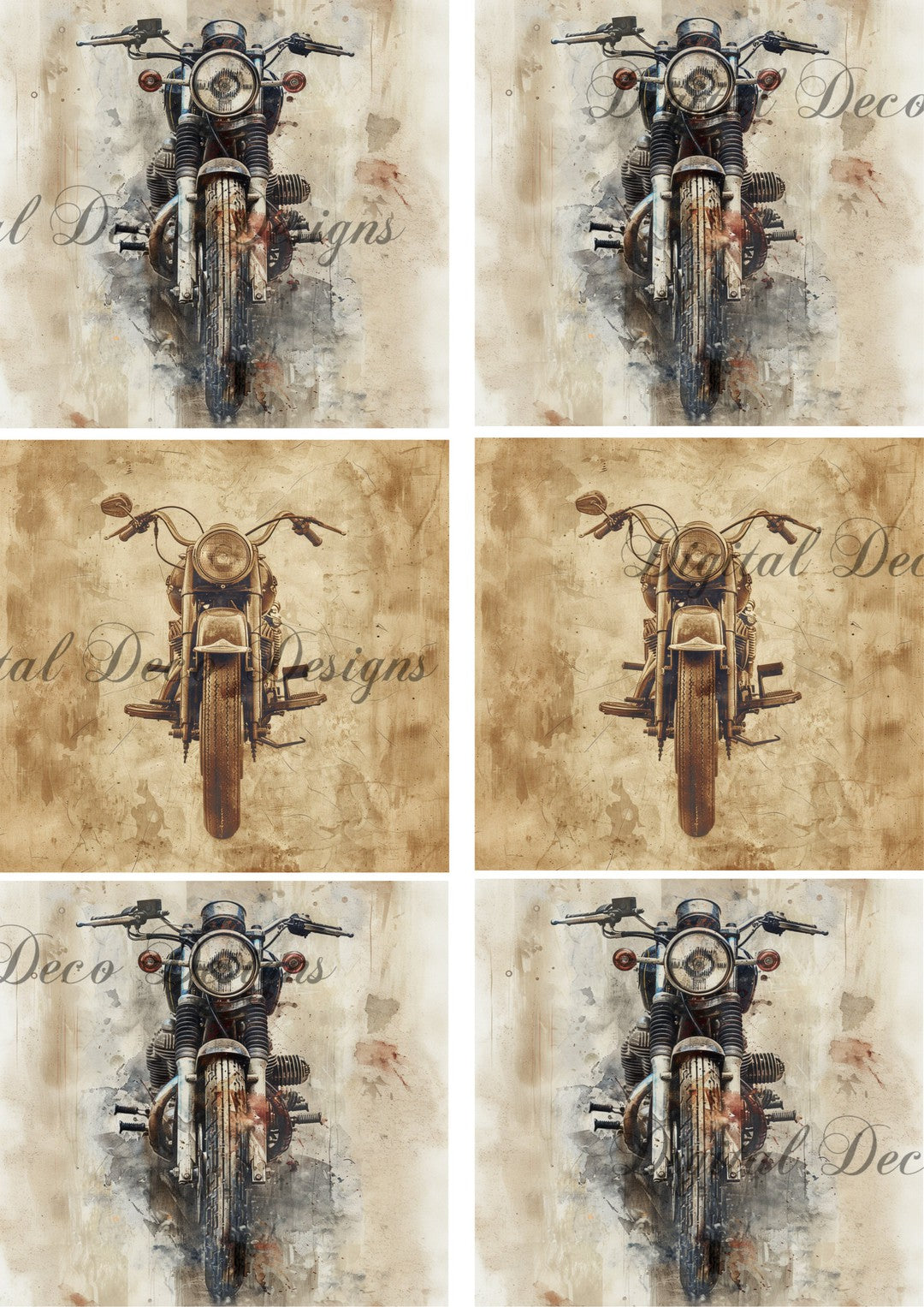 Vintage Motorcycle Square Collage 2 (#F088)-Digital Deco Designs