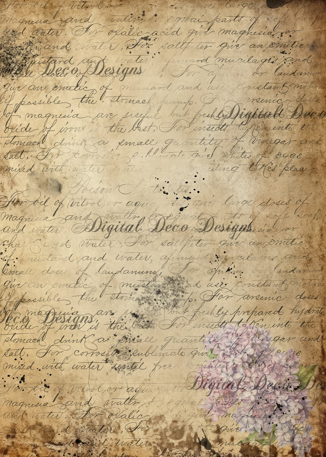 Vintage Paper Lilacs (#E091)-Digital Deco Designs