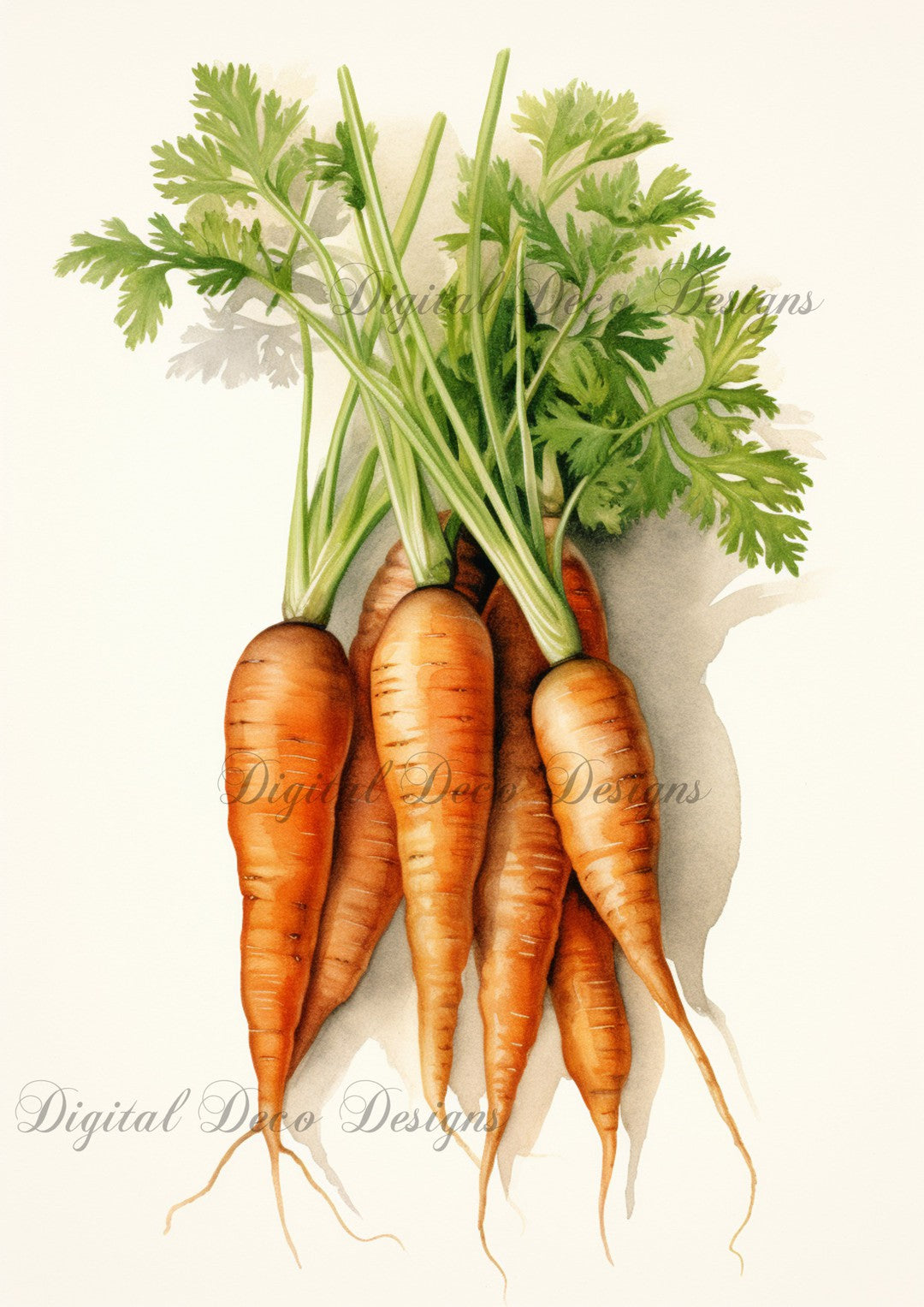 Vintage Watercolor Carrots 4 (#E100)-Digital Deco Designs