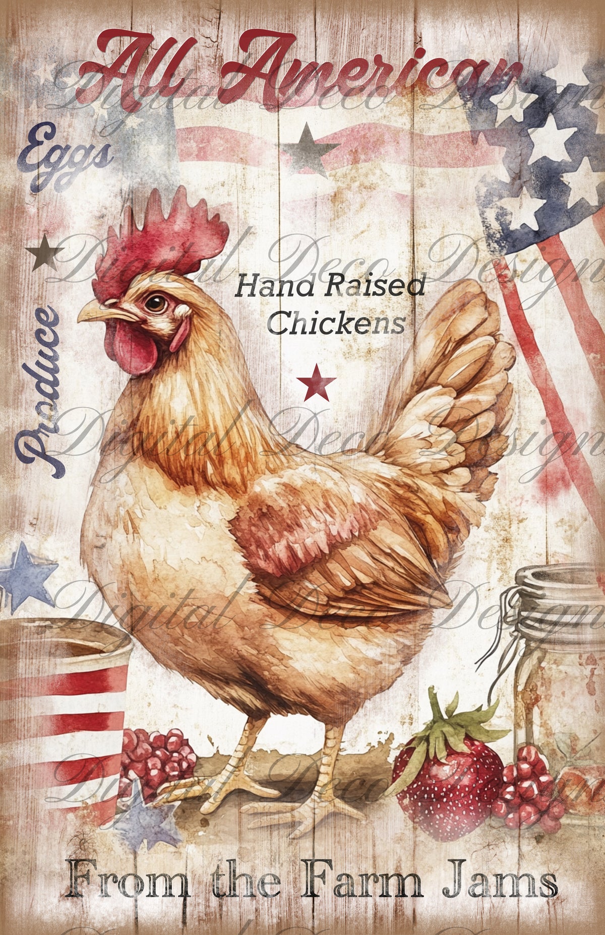All American Chicken N051-Decoupage Paper