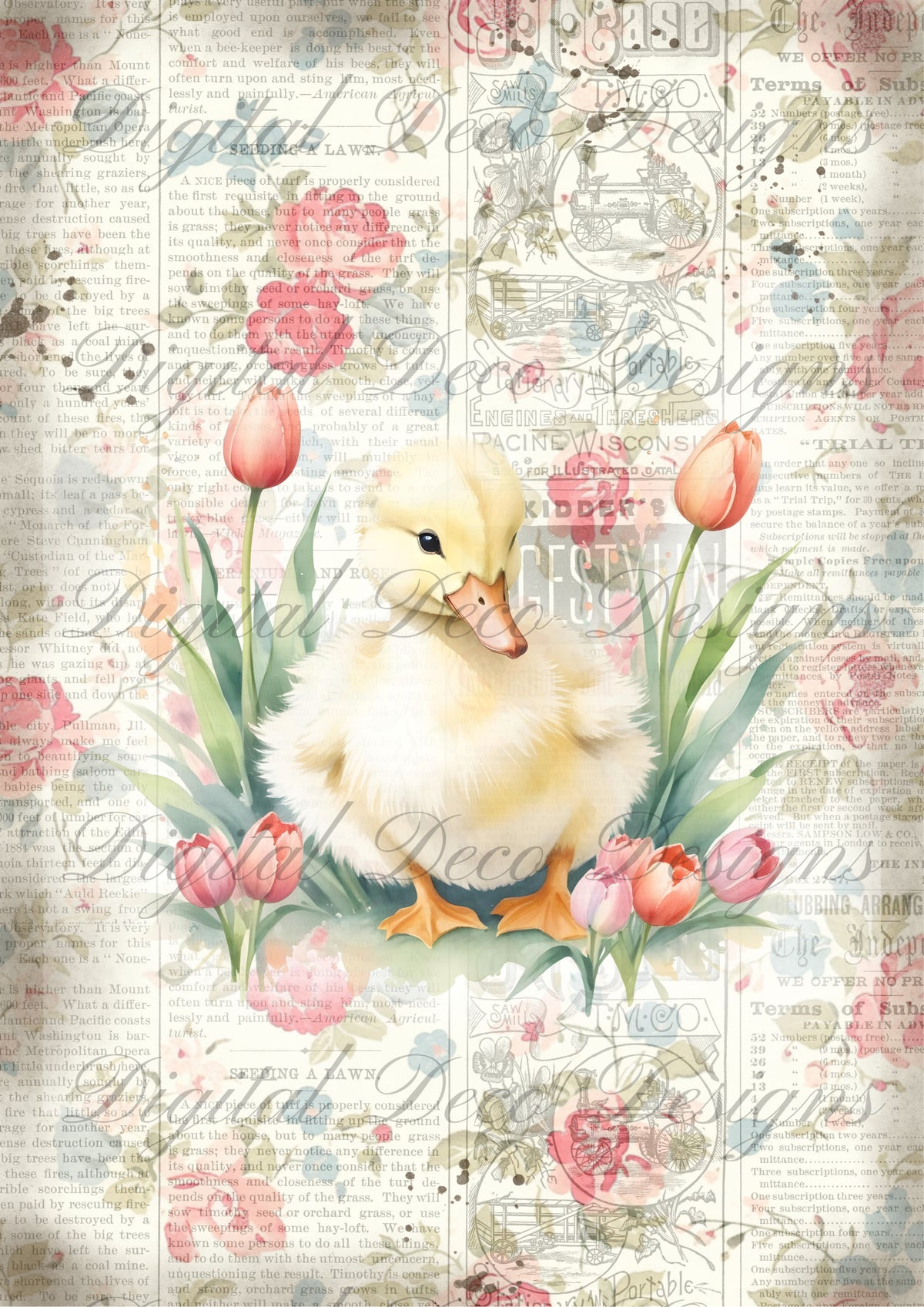 Cottage Duck N027-Digital Deco Designs