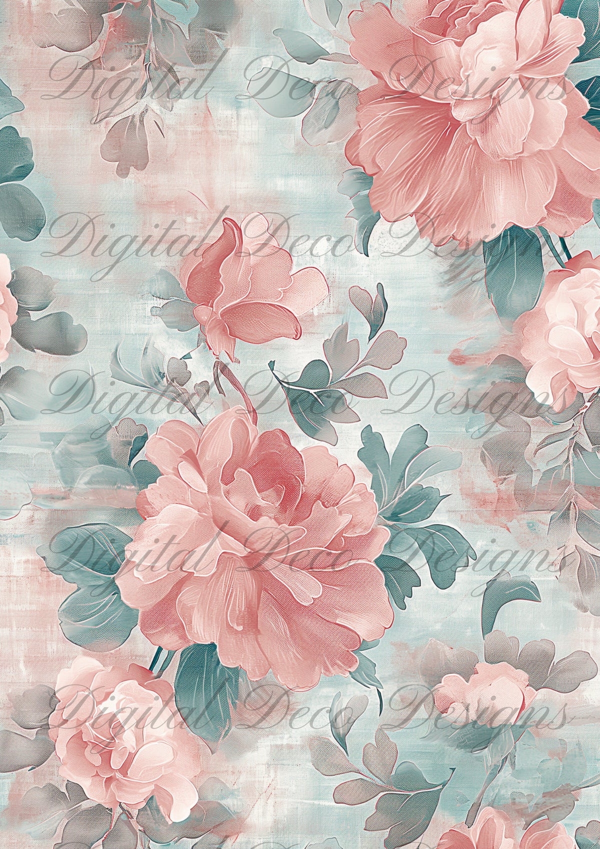 Dusty Blue Florals M030-Digital Deco Designs