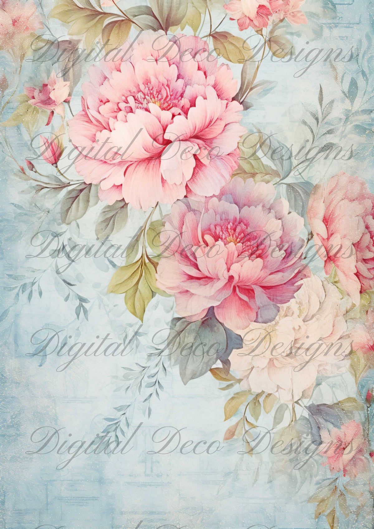Dusty Blue Florals M031-Digital Deco Designs
