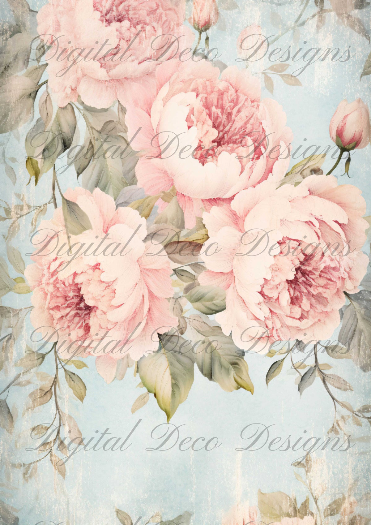 Dusty Blue Florals M032-Digital Deco Designs