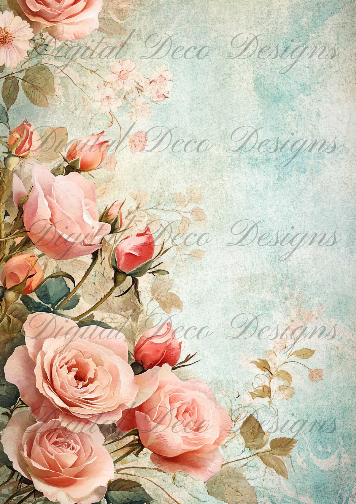 Dusty Blue Florals M036-Digital Deco Designs