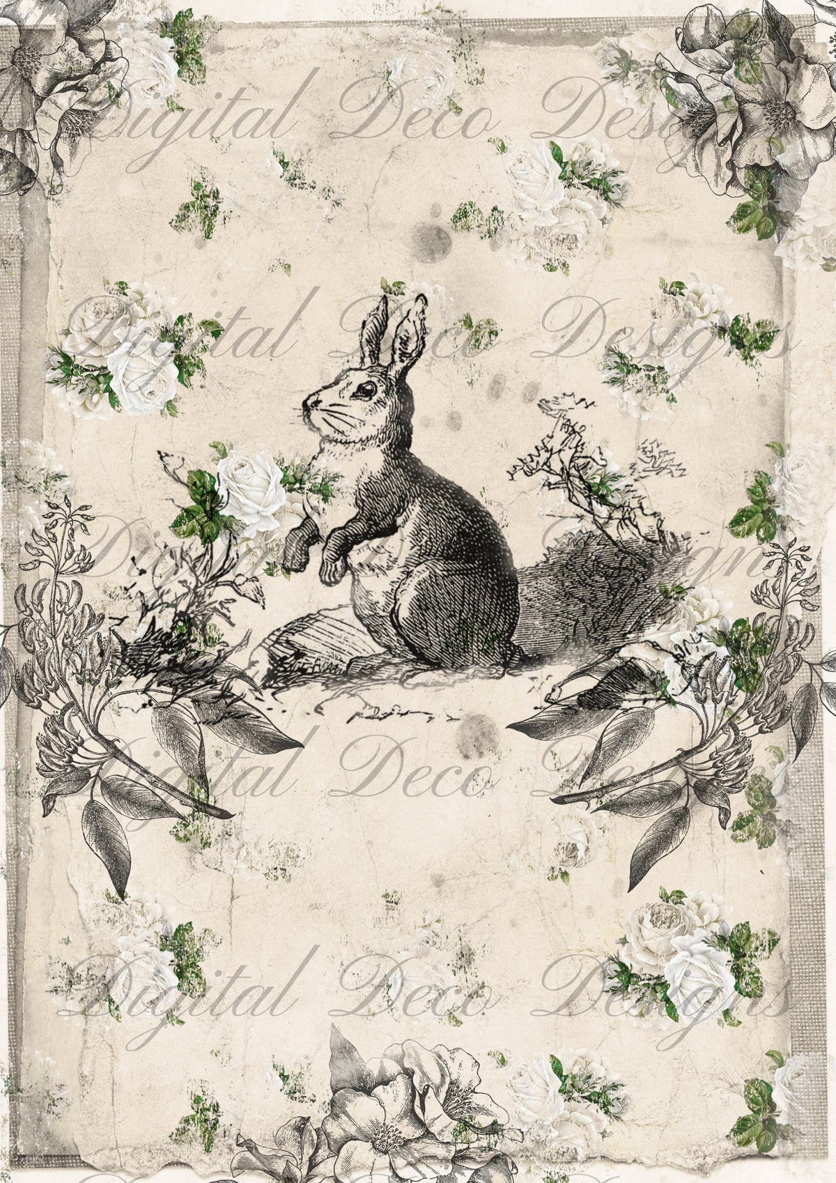Grunge Bunny M093-Digital Deco Designs