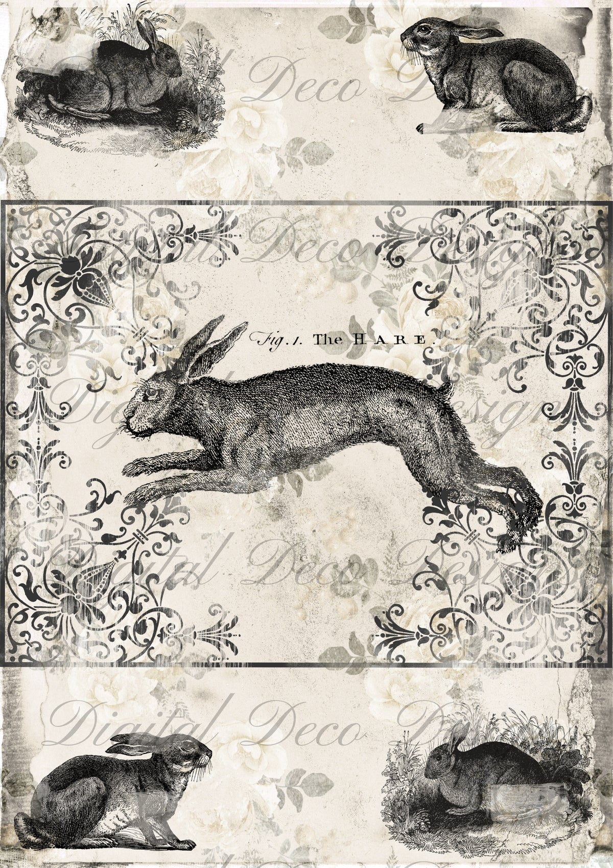 Grunge Bunny M094-Digital Deco Designs