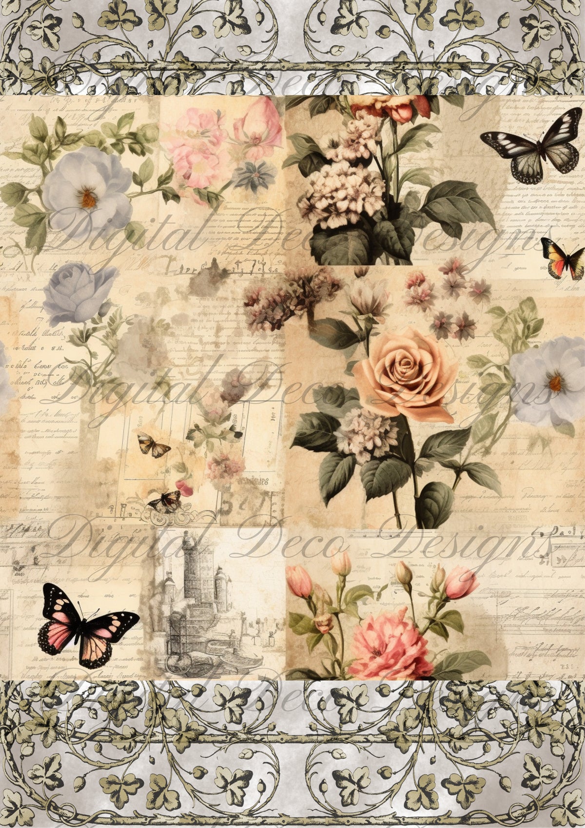 Junk Journal Butterflies N031-Digital Deco Designs