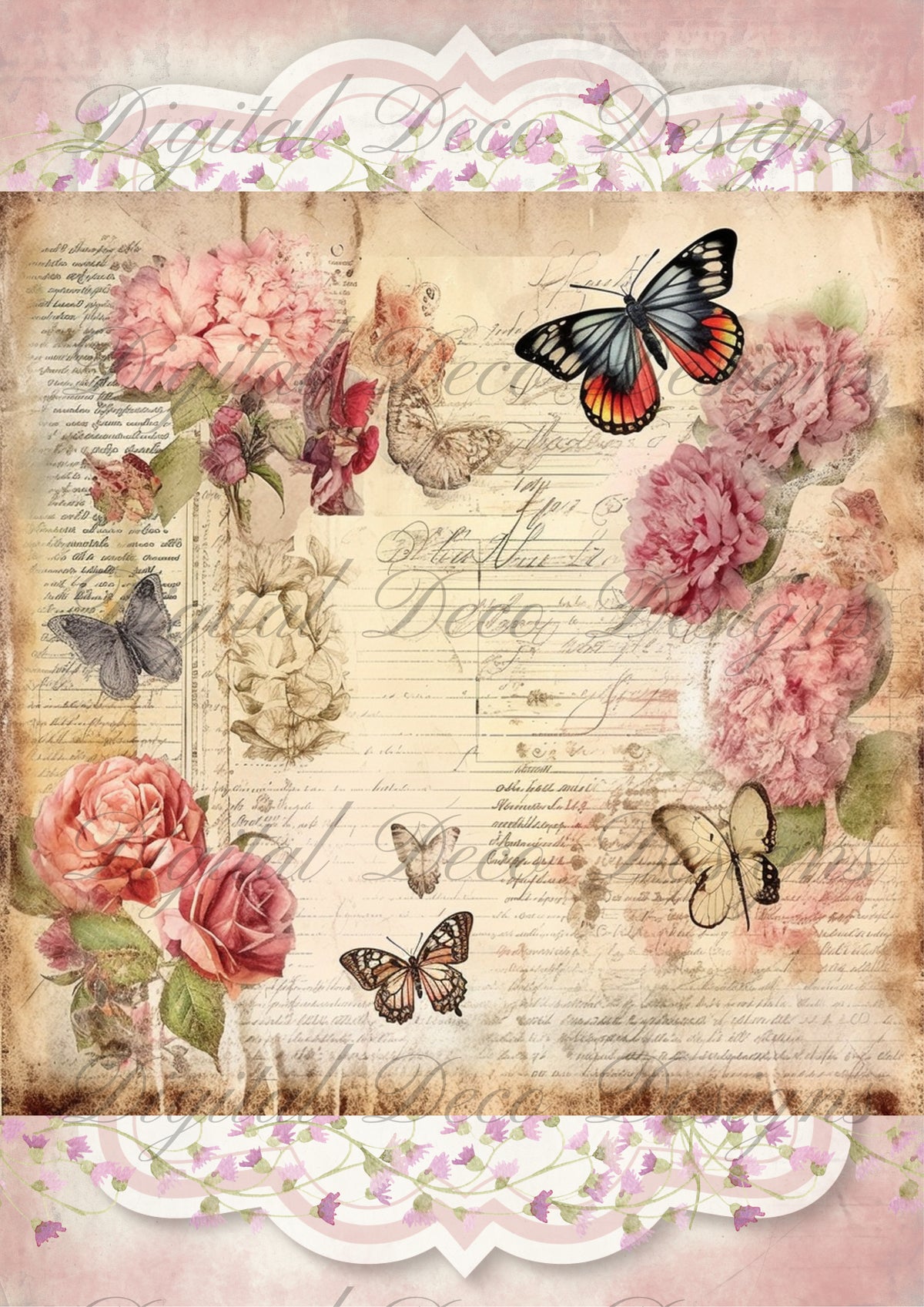 Junk Journal Butterflies N032-Digital Deco Designs