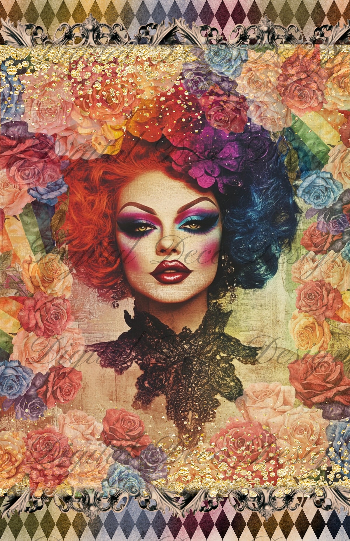 Pride Old Glam Drag N057-Decoupage Paper