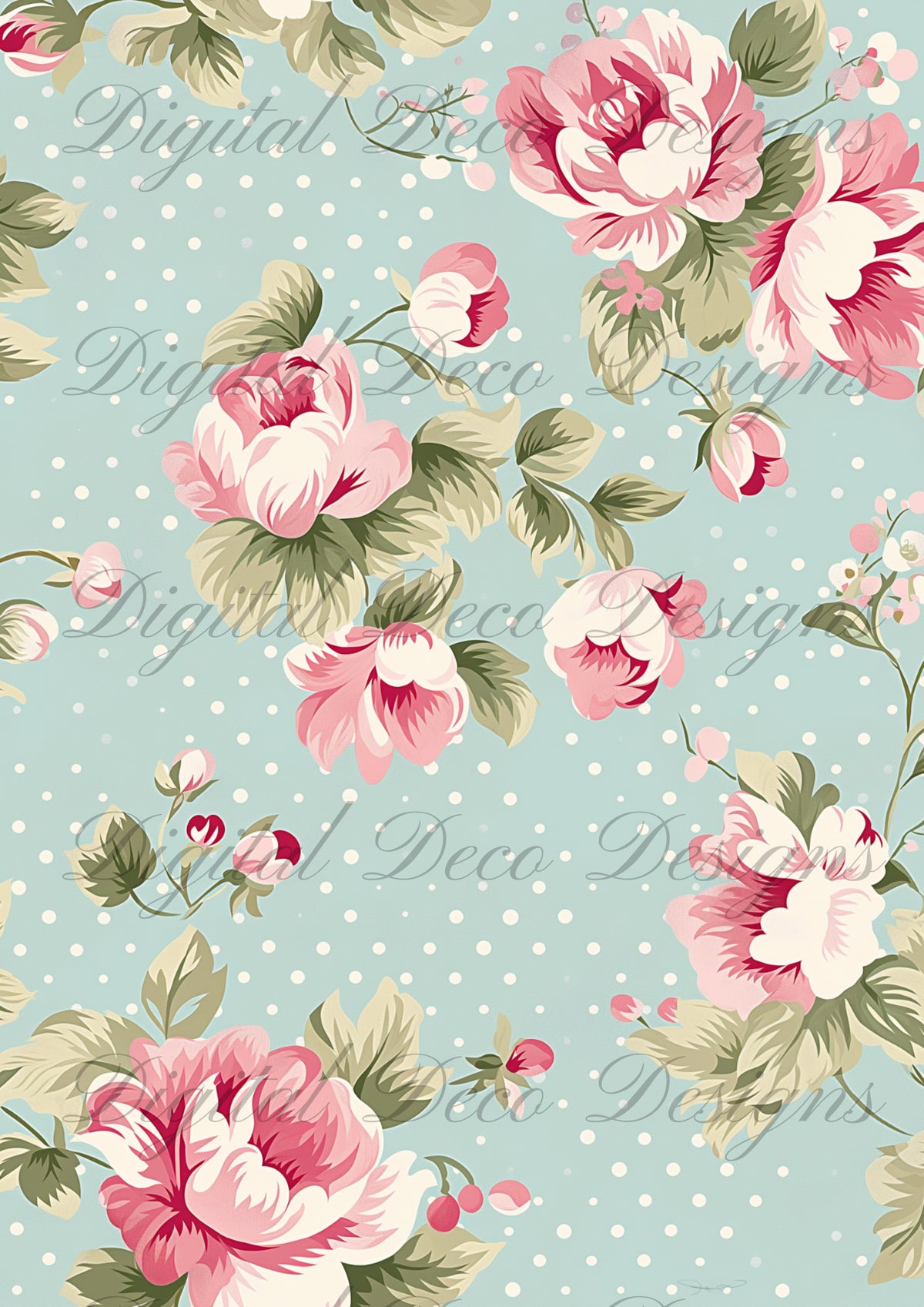 Pink Mint Florals M058-Digital Deco Designs