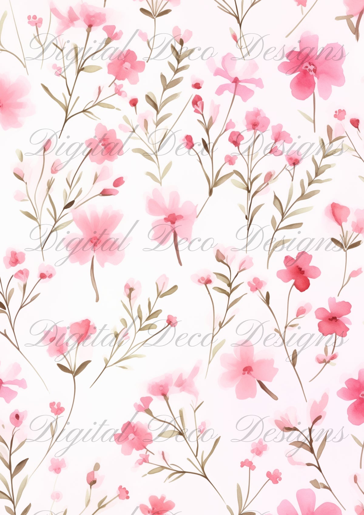 Pretty Pink Floral Patterns M021-Digital Deco Designs