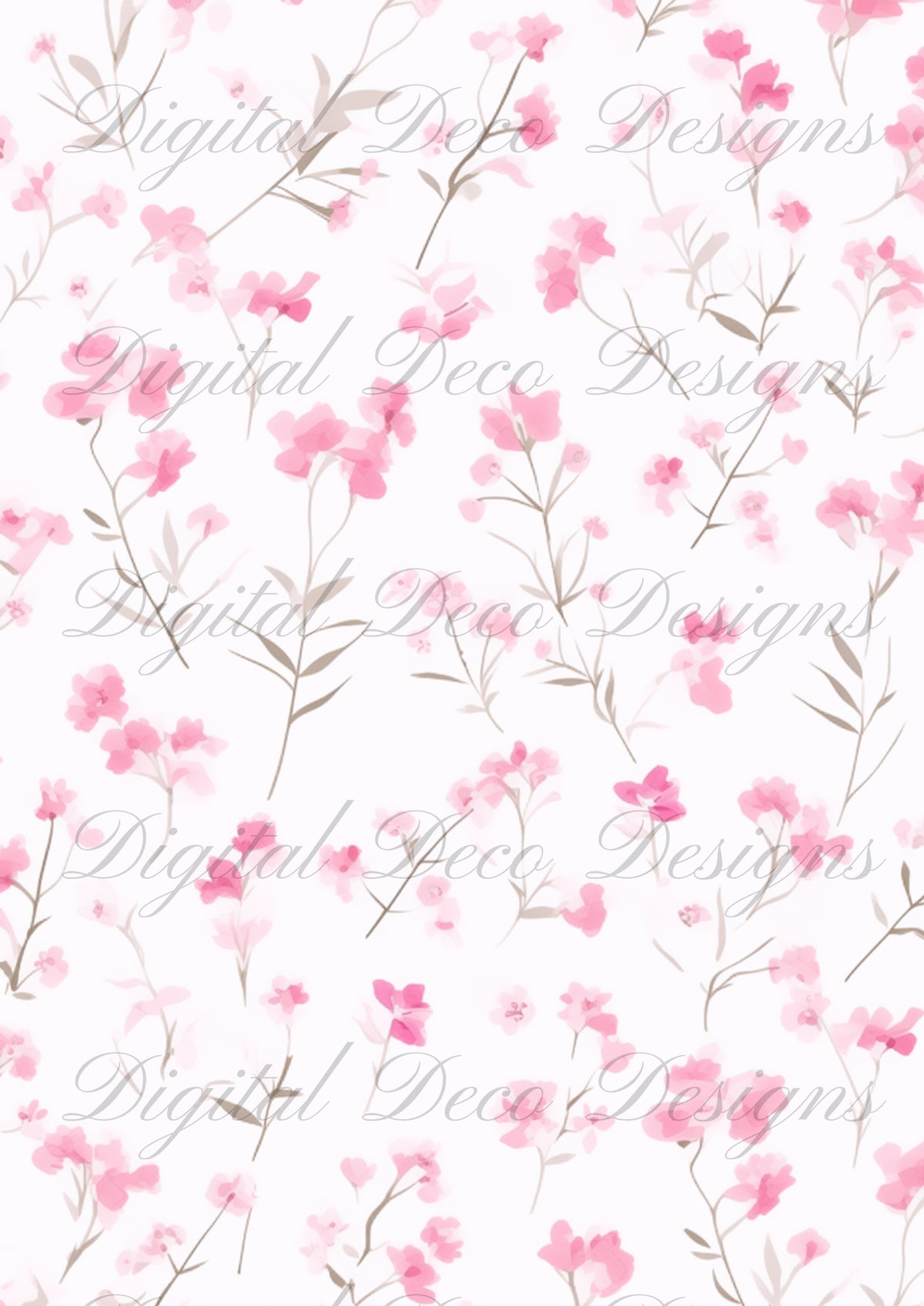 Springy Pink Sample Pretty Pink Spring Floral Patterns - Digital Deco Designs