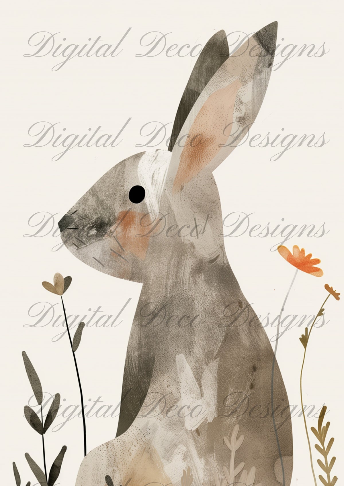 Rabbit Sketch M088-Digital Deco Designs
