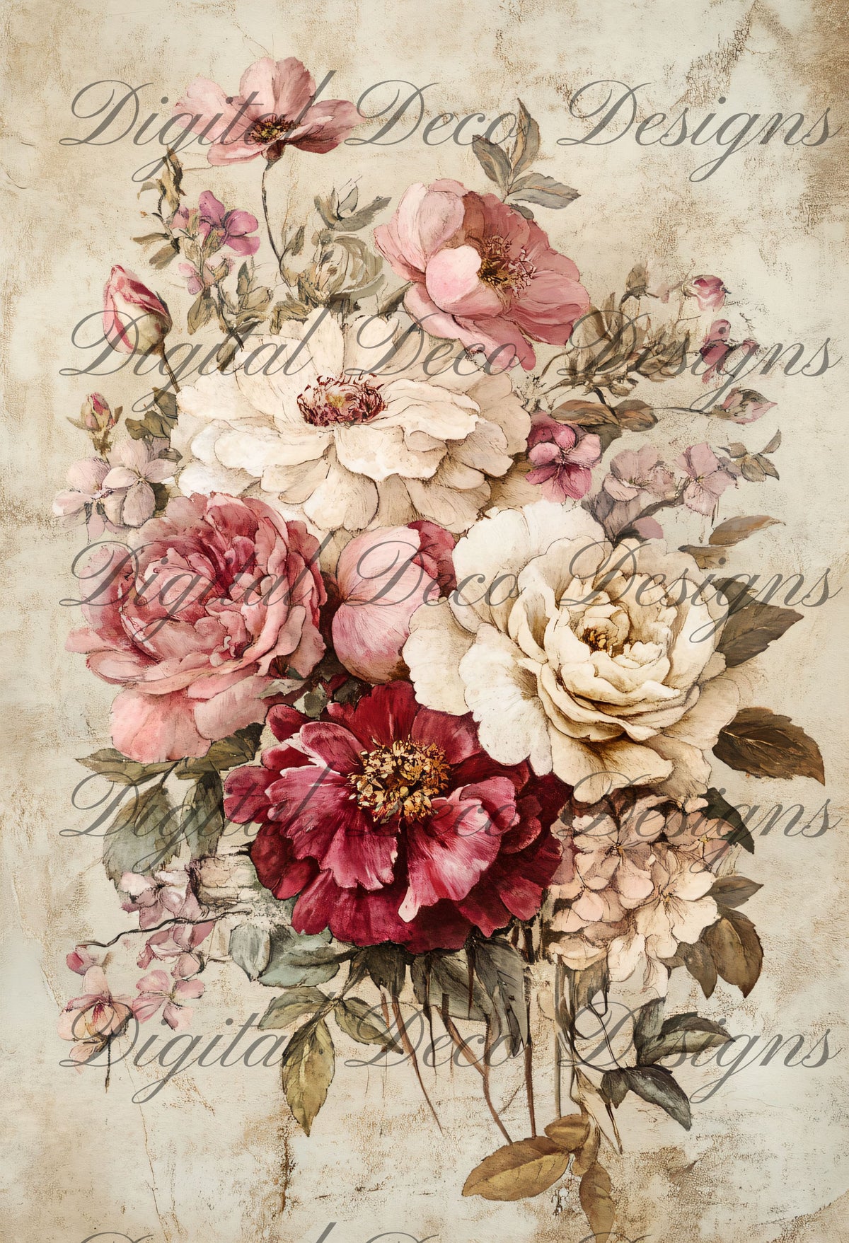 Shabby Chic Roses L023-Digital Deco Designs