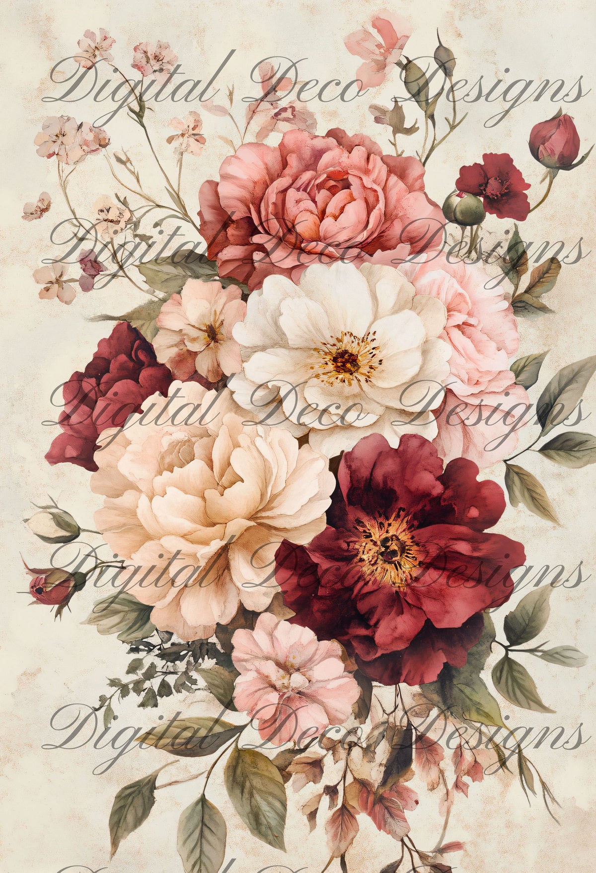 Shabby Chic Roses L024-Digital Deco Designs