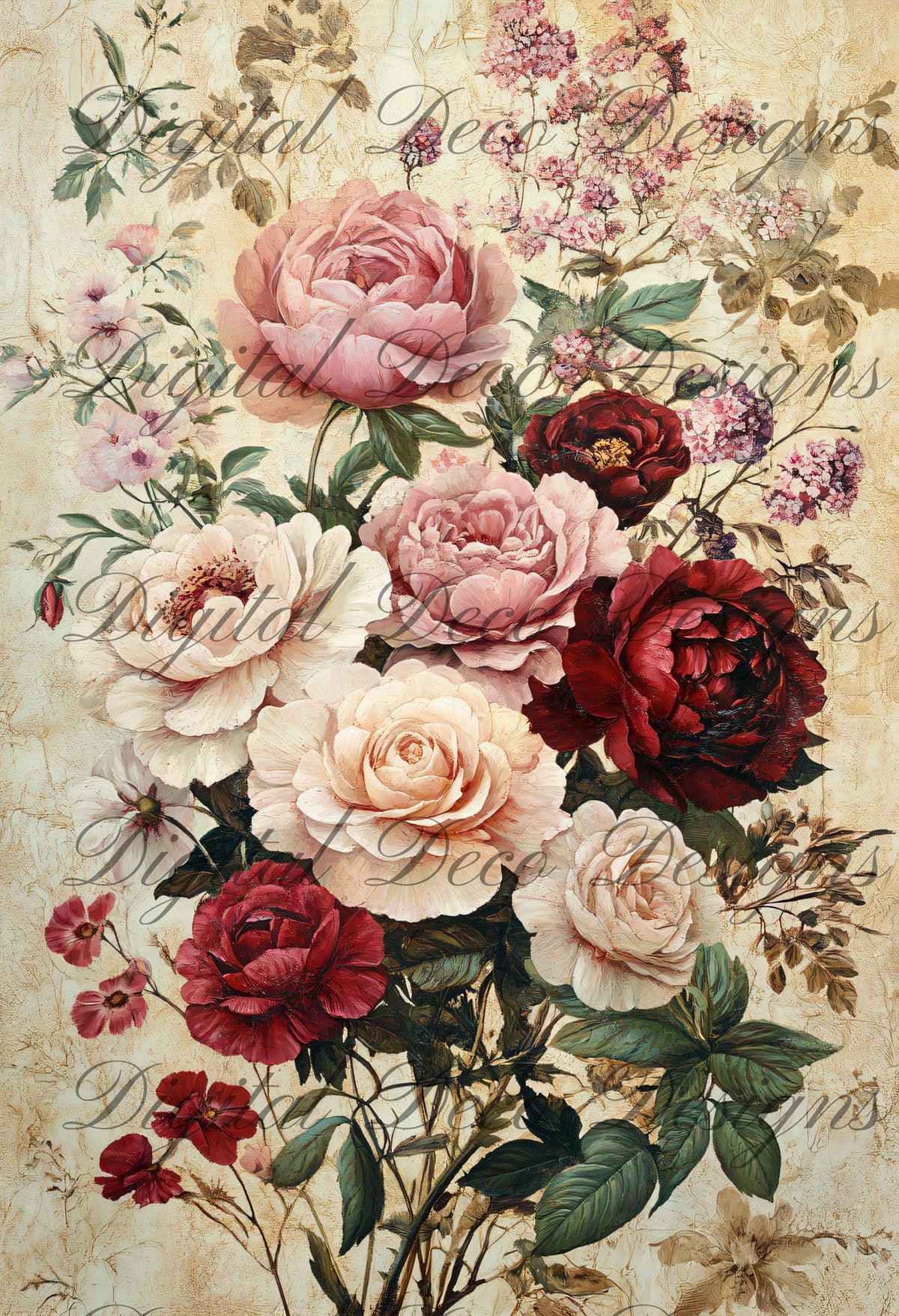 Shabby Chic Roses L025-Digital Deco Designs