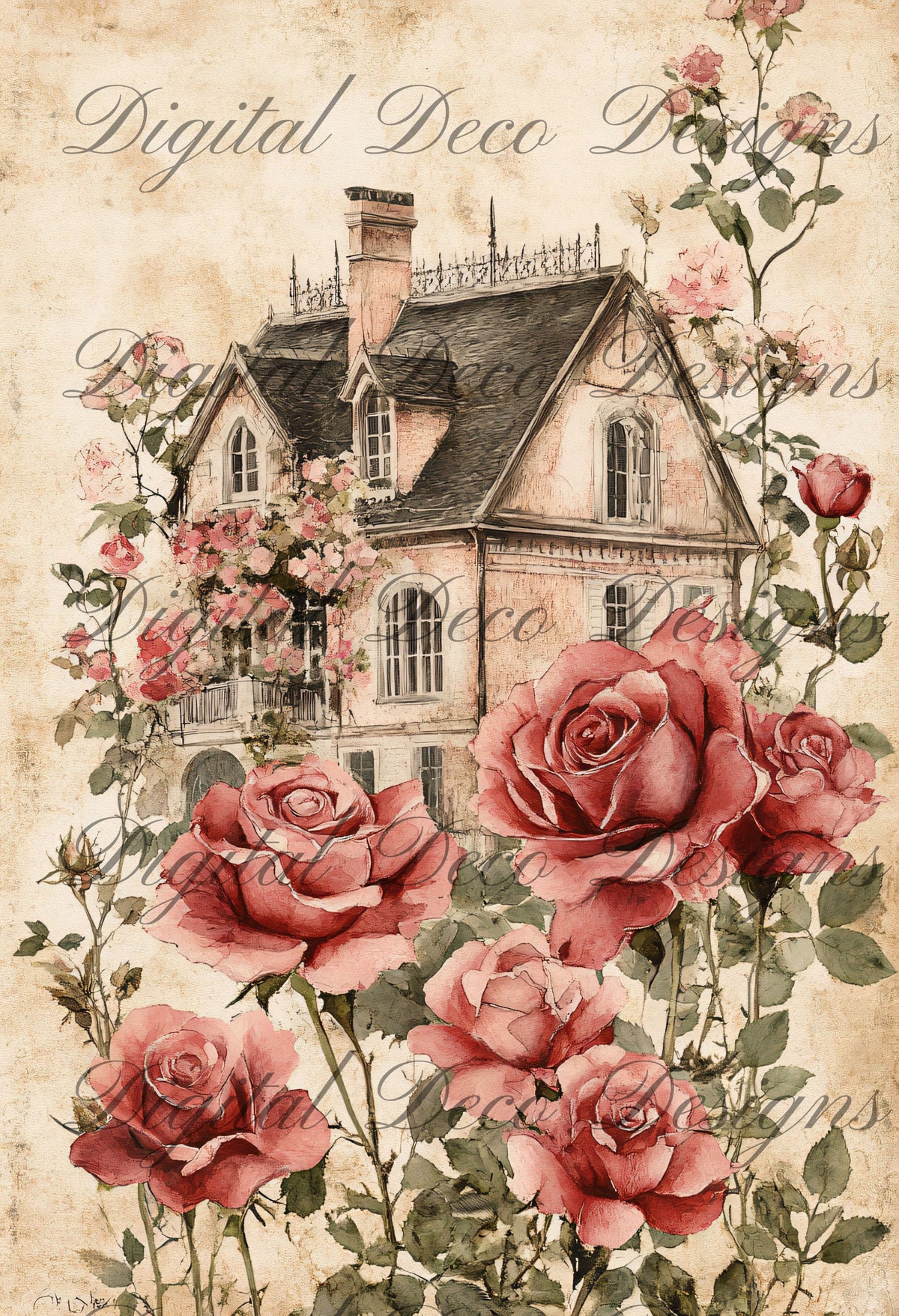 Shabby Chic Roses L026-Digital Deco Designs
