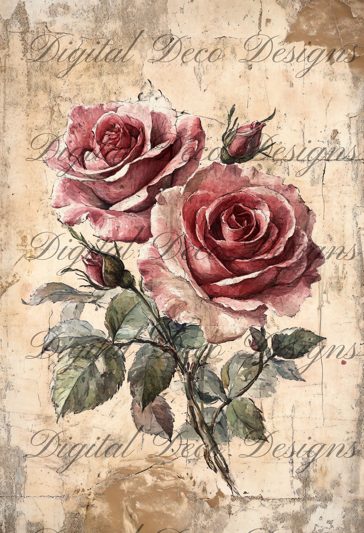 Shabby Chic Roses L027-Digital Deco Designs
