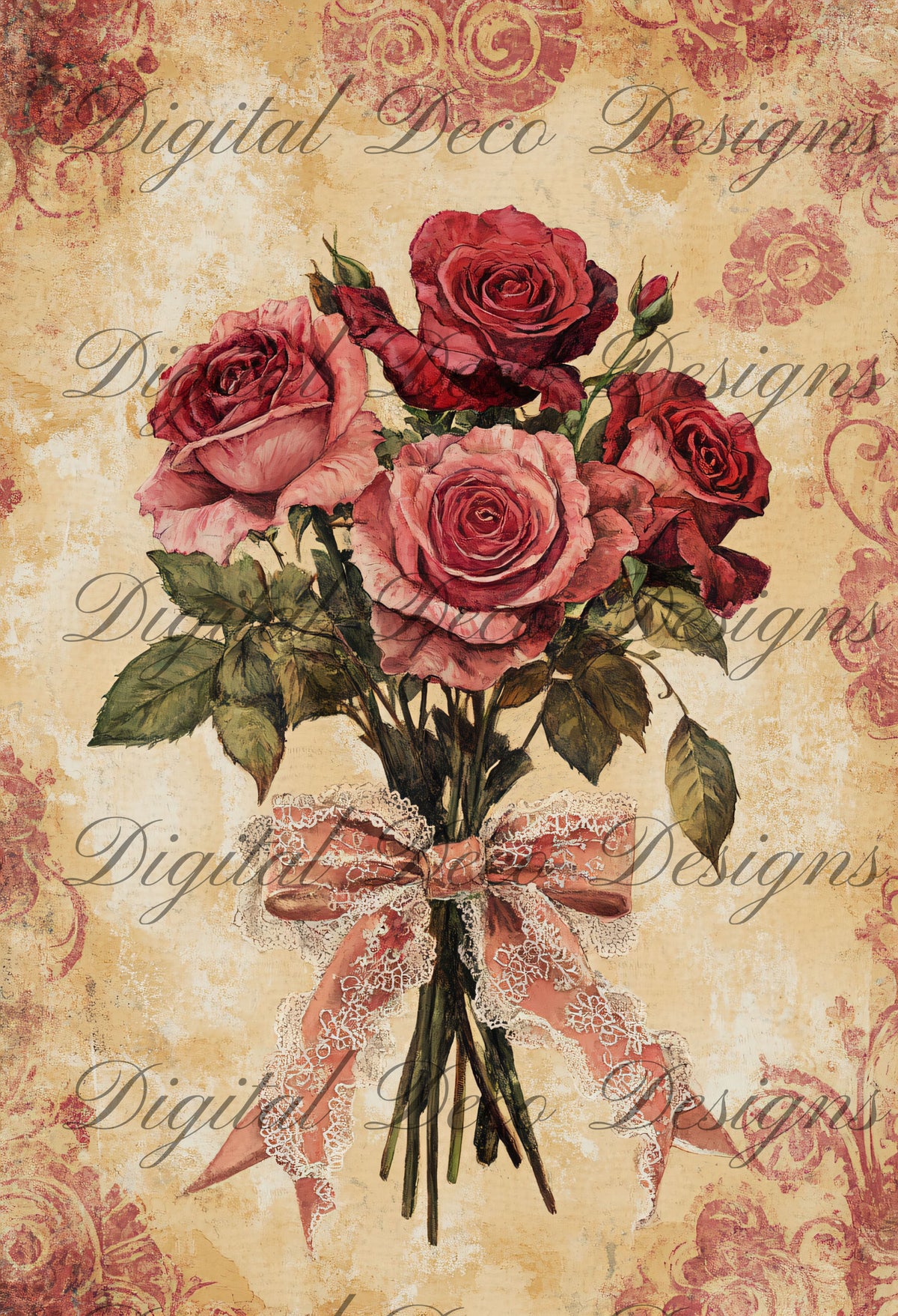 Shabby Chic Roses L028-Digital Deco Designs
