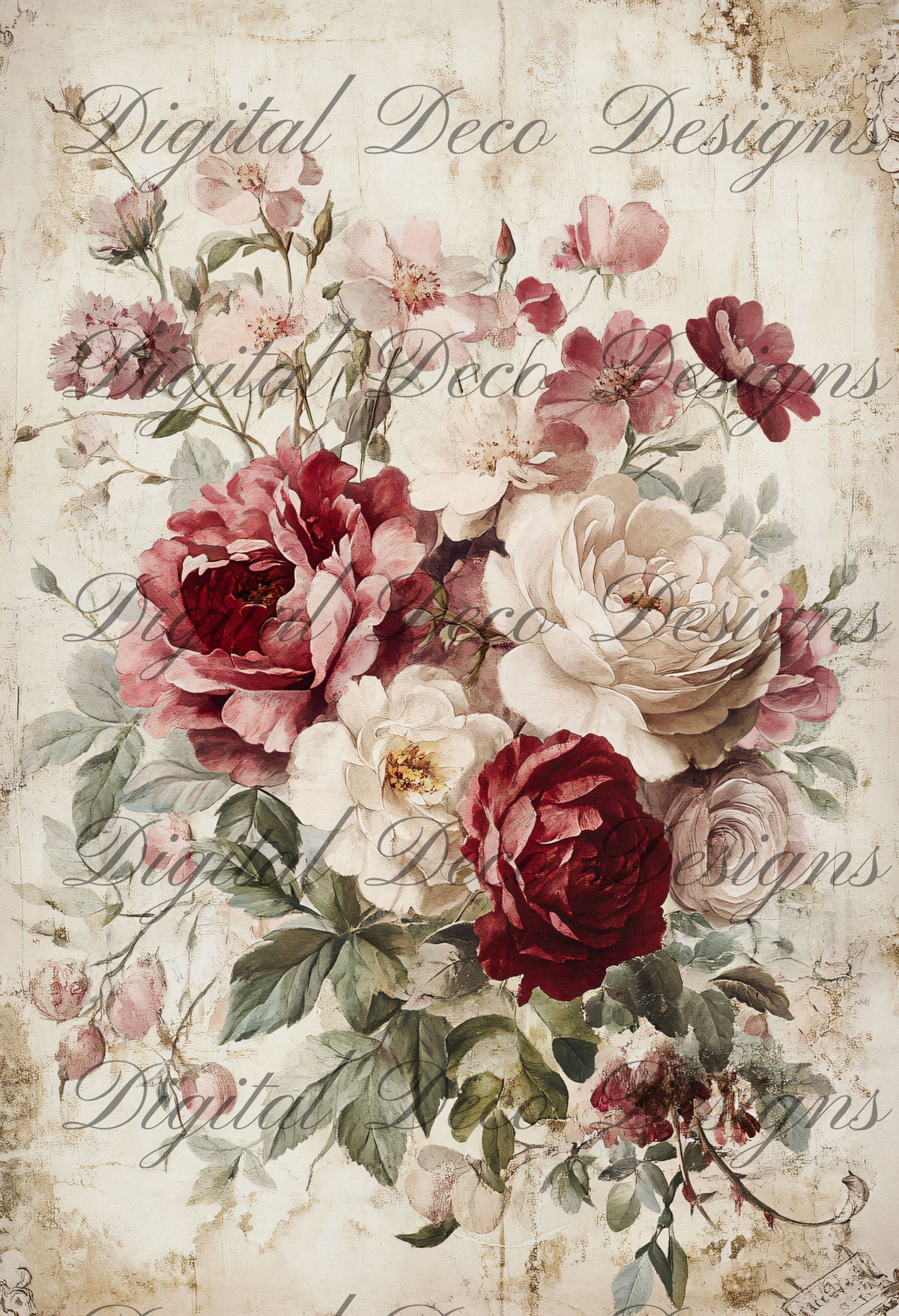 Shabby Chic Roses L029-Digital Deco Designs