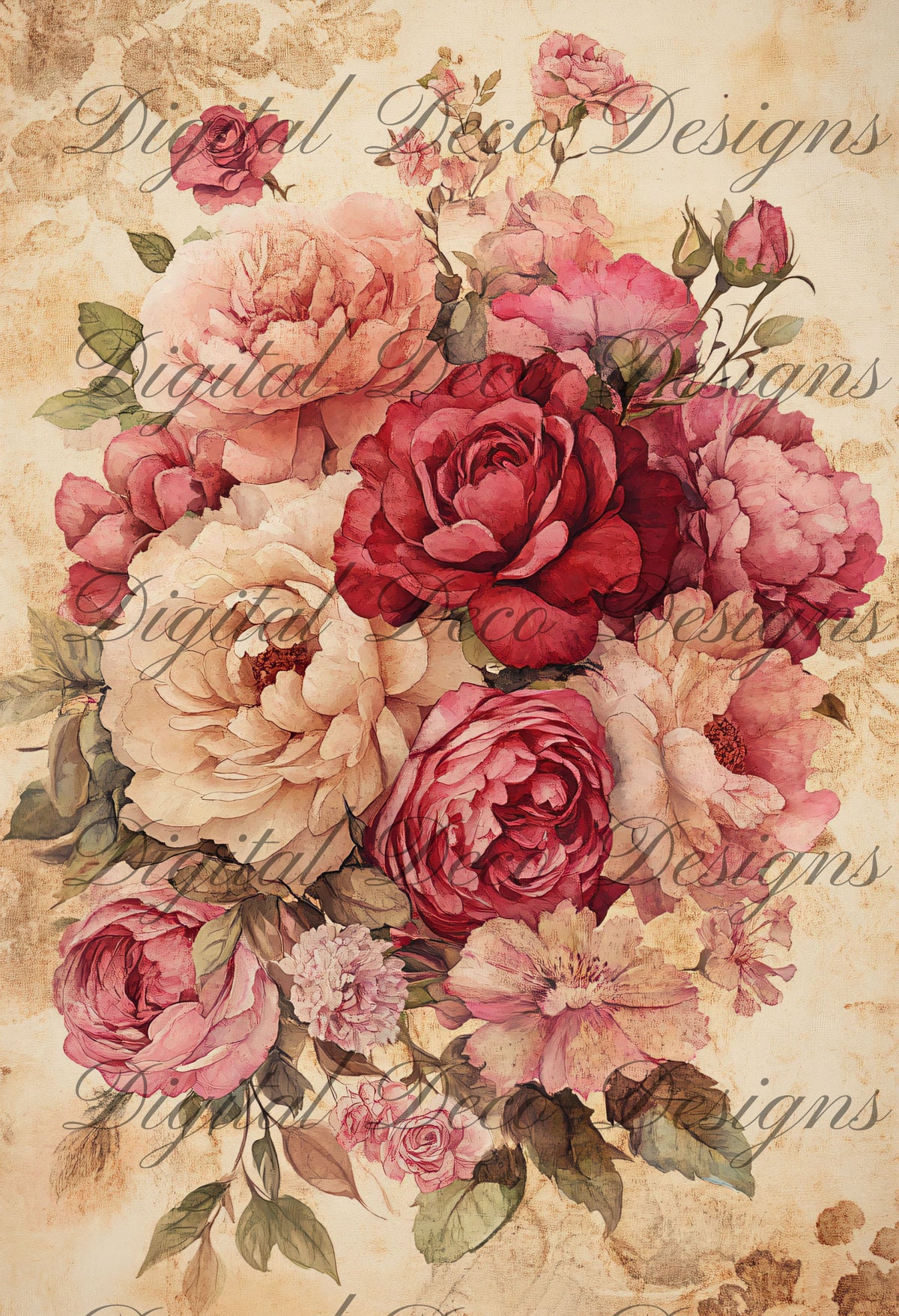 Shabby Chic Roses L030-Digital Deco Designs