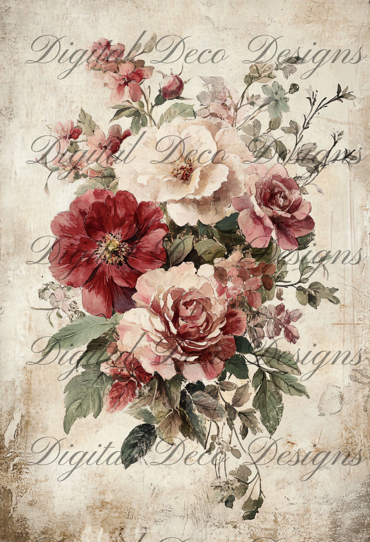 Shabby Chic Roses L032-Digital Deco Designs