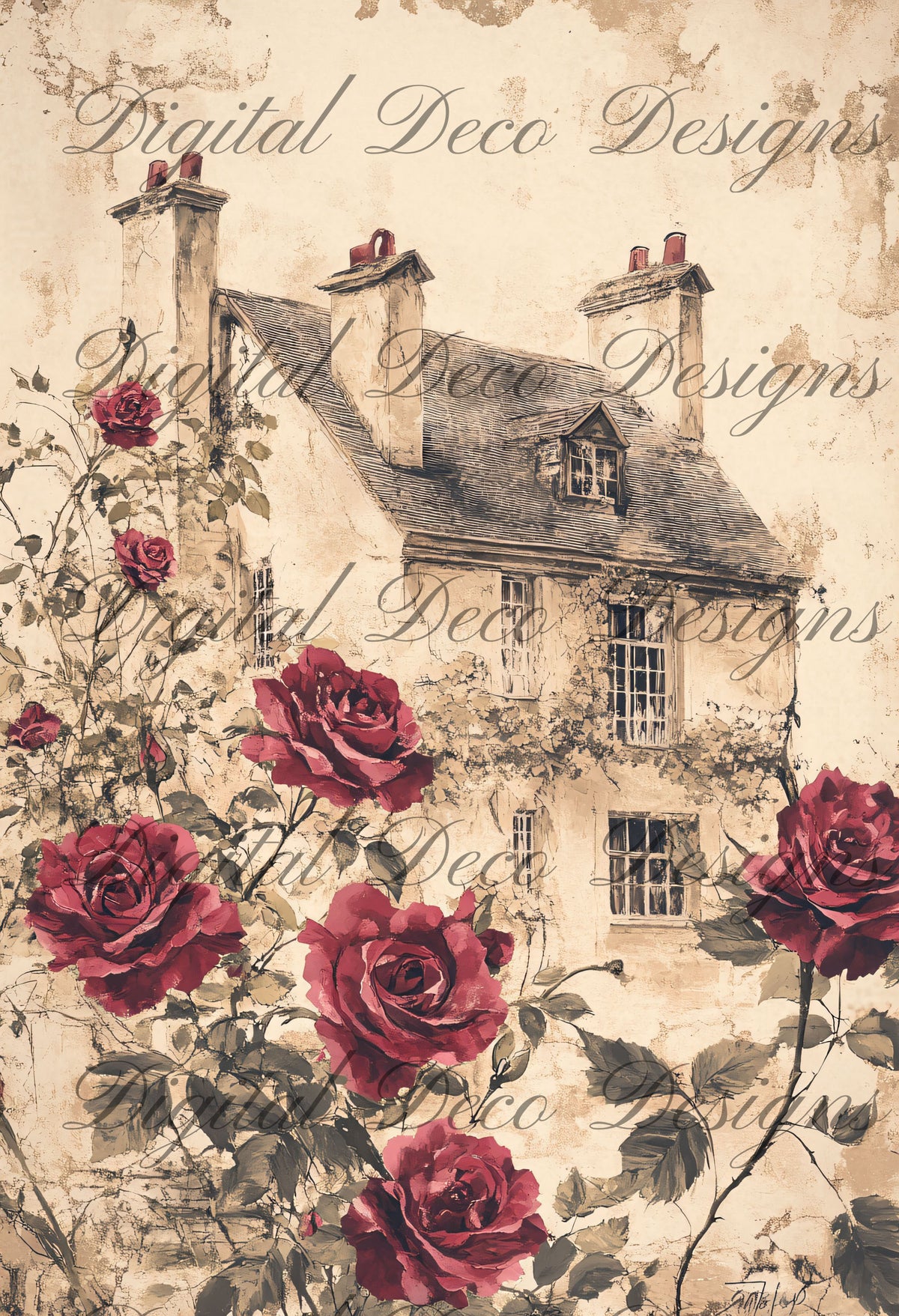 Shabby Chic Roses L036-Digital Deco Designs