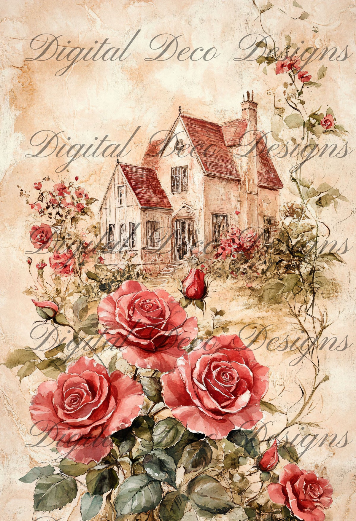 Shabby Chic Roses L037-Digital Deco Designs