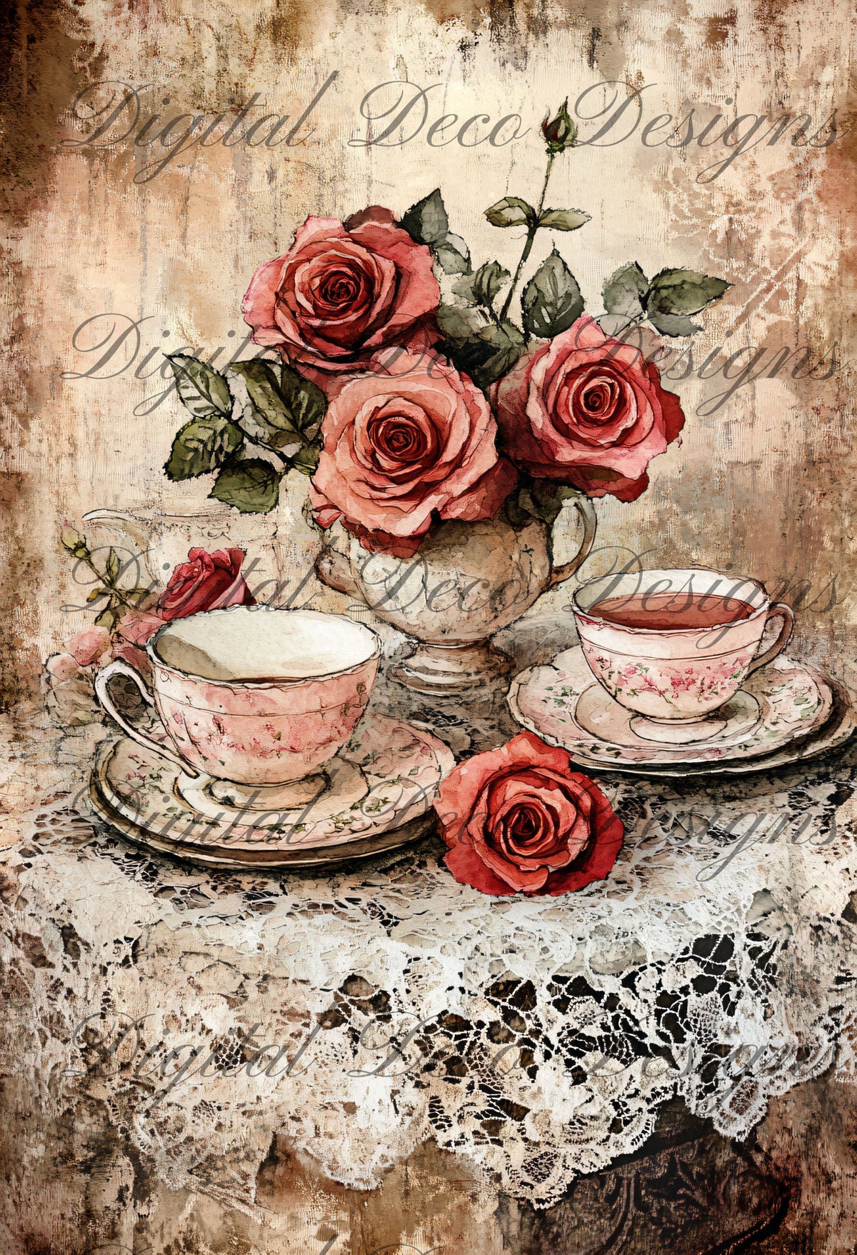 Shabby Chic Roses L038-Digital Deco Designs
