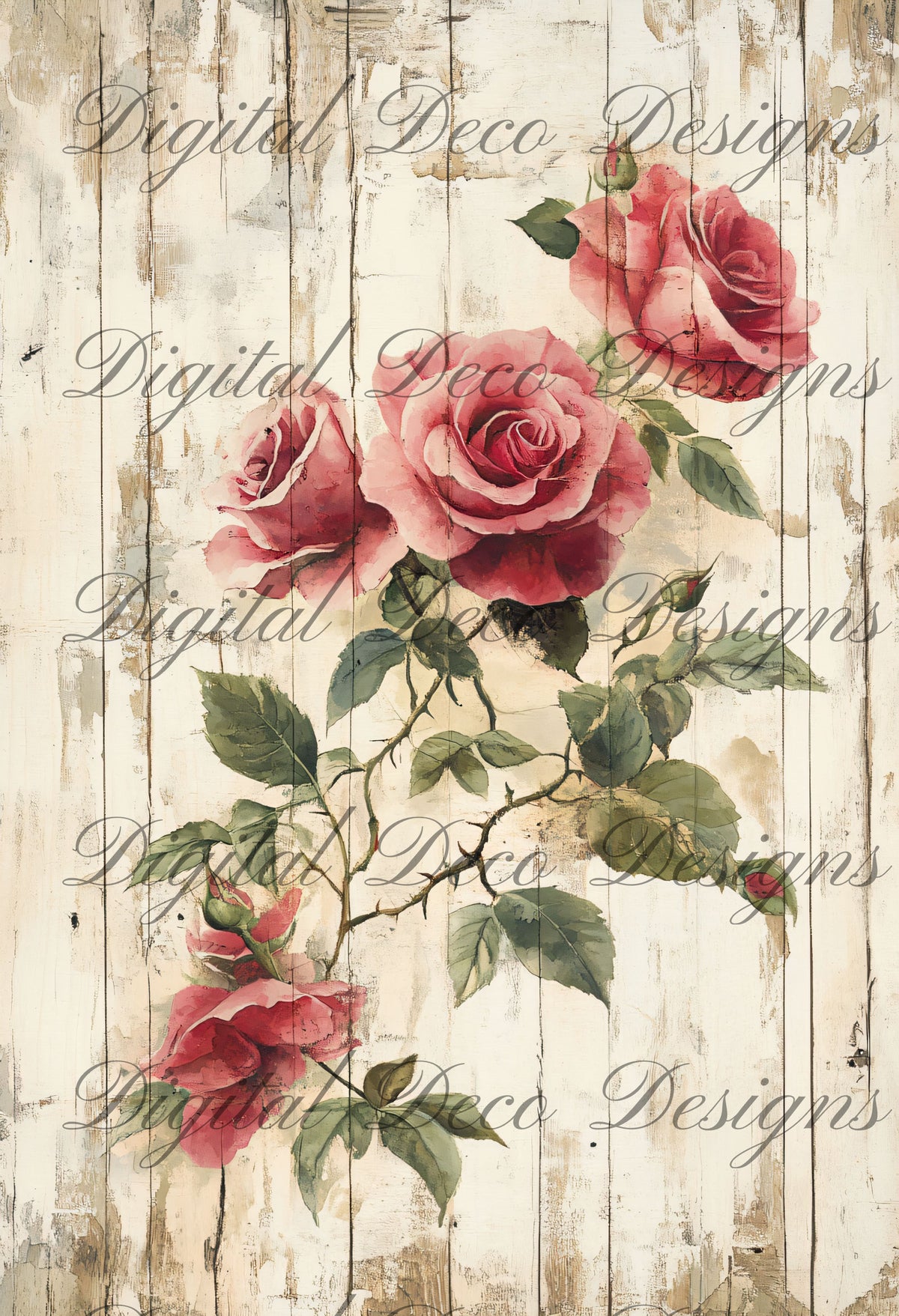 Shabby Chic Roses L041-Digital Deco Designs