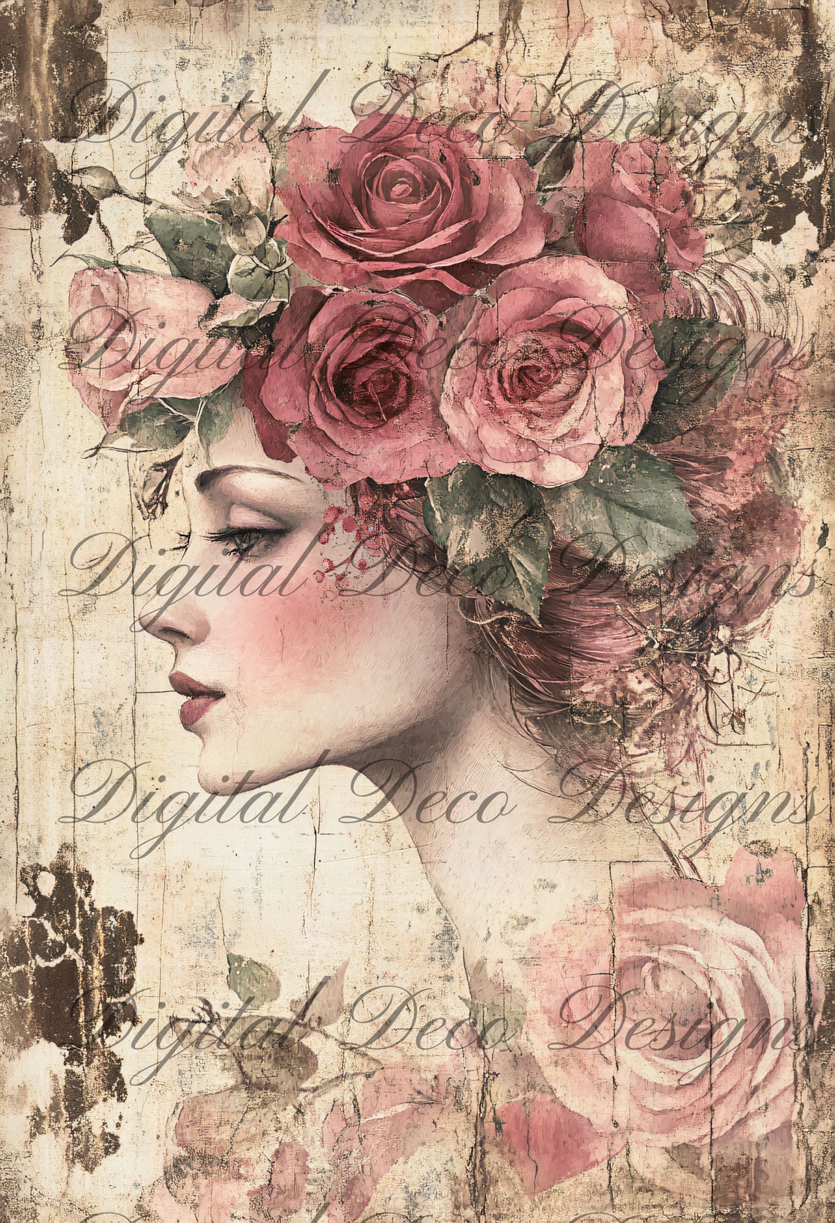 Shabby Chic Roses L043-Digital Deco Designs