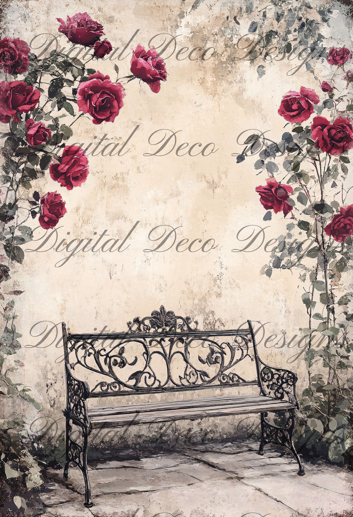 Shabby Chic Roses L044-Digital Deco Designs