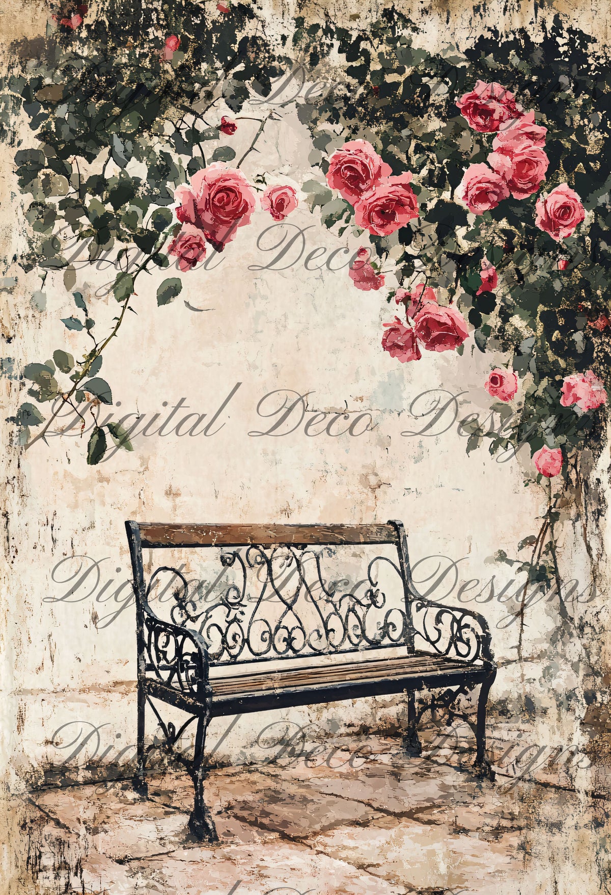 Shabby Chic Roses L045-Digital Deco Designs