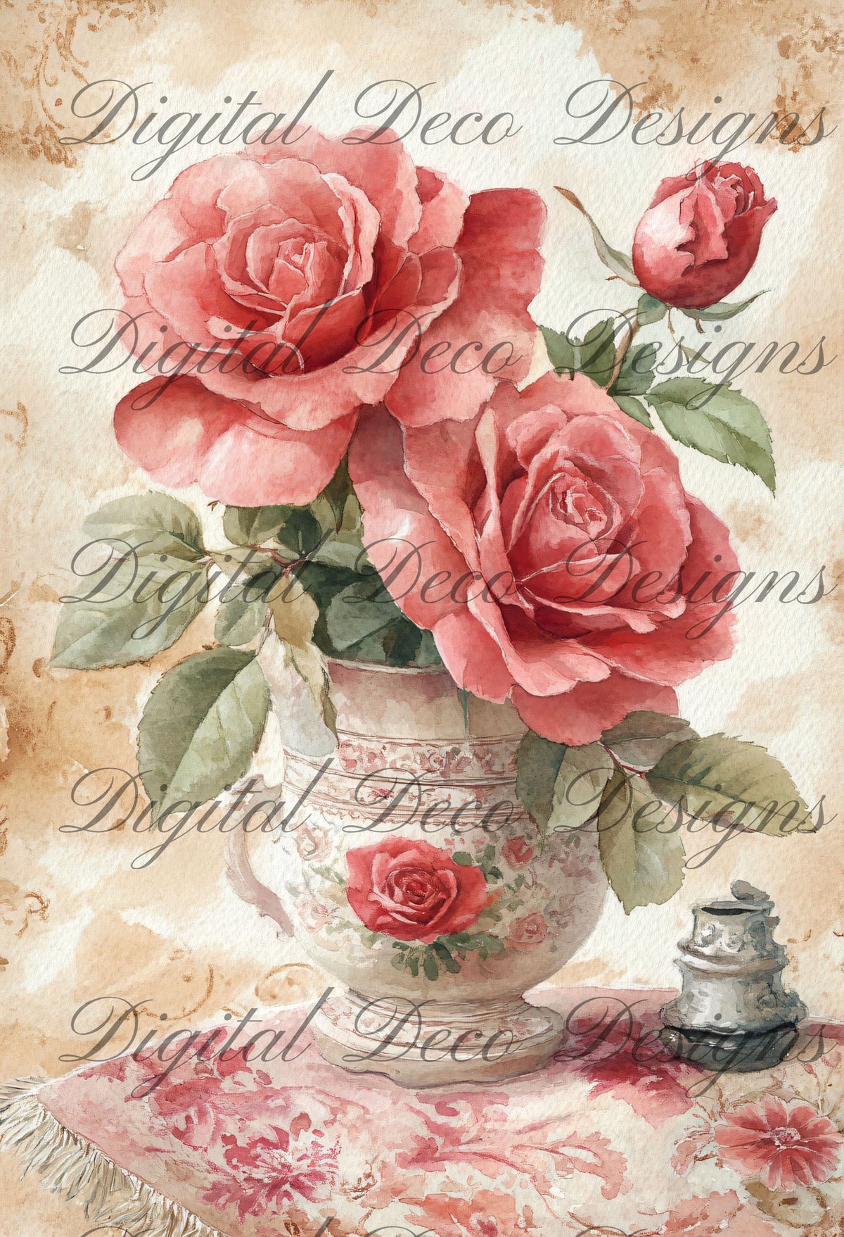 Shabby Chic Roses L047-Digital Deco Designs