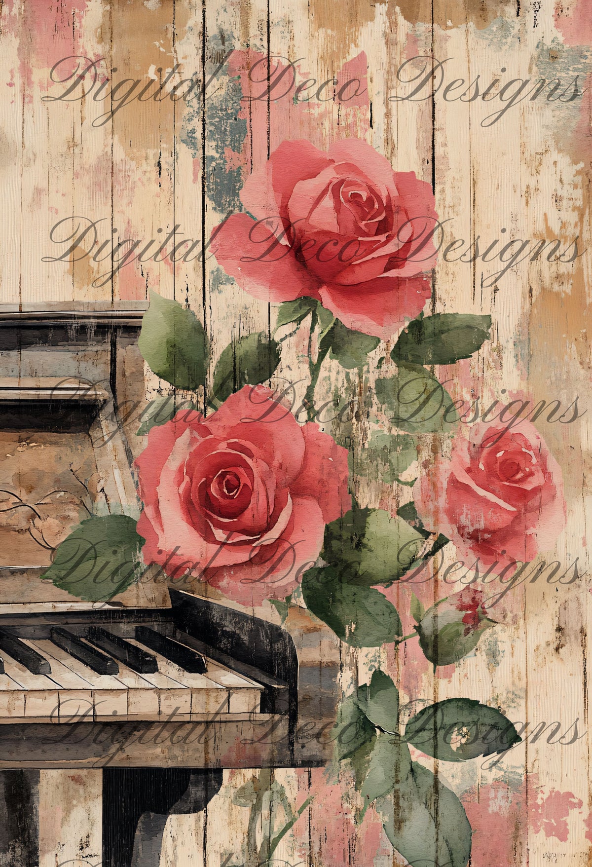 Shabby Chic Roses L054-Digital Deco Designs