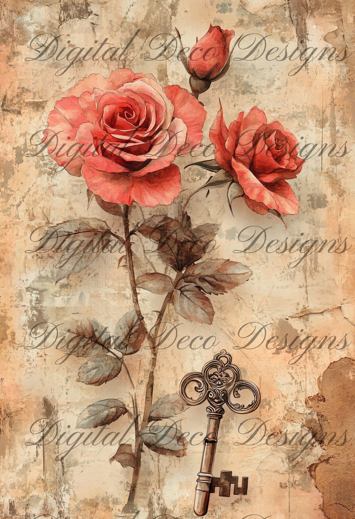 Shabby Chic Roses L055-Digital Deco Designs